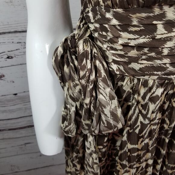 MaxAzria 100% Silk Strapless Dress w/ bow animal print Women's size 2 - Picture 6 of 7